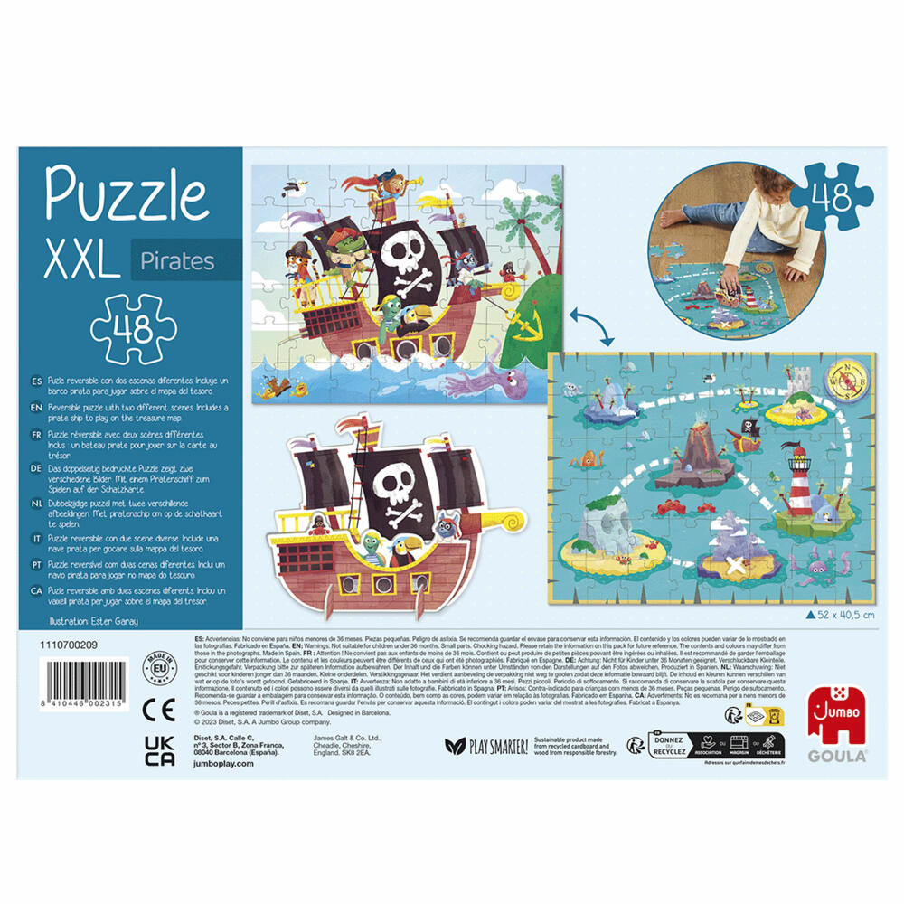 Jumbo Spiele GOULA XXL Puzzle Pirates, Kinderpuzzle, Kinder, 48 Teile, ab 4 Jahren, 1110700209