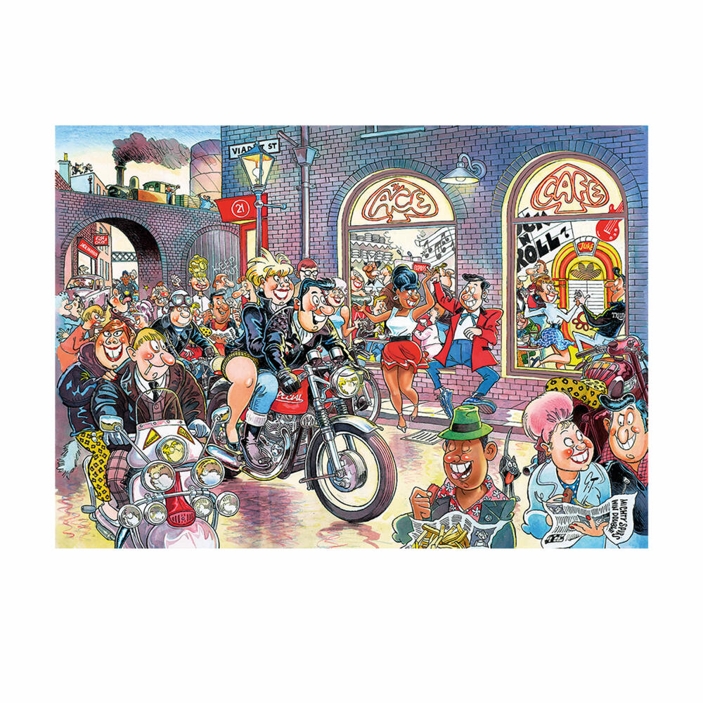 Jumbo Spiele Wasgij Retro Destiny 7 Rock around the Clock!, Puzzle, Erwachsenenpuzzle, 1000 Teile, 1110100017