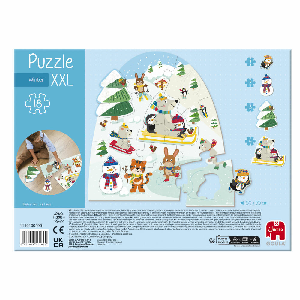 Jumbo Spiele GOULA XXL Winter-Puzzle, Kinderpuzzle, Kinder, 18 Teile, ab 2 Jahre, 1110100490