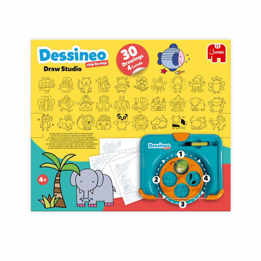 Jumbo Spiele Dessineo - Zeichenstudio, Kreativset, Zeichenvorlagen, Zeichnen, ab 4 Jahren, 1110100344