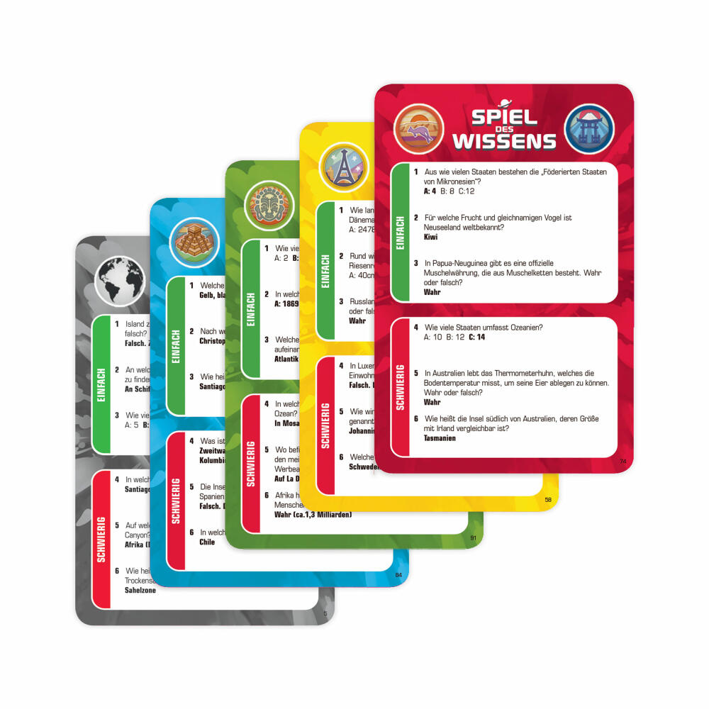 Jumbo Spiele Spiel des Wissens - Rund um die Welt Kartenspiel, Wissensspiel, Gesellschaftsspiel, Quizspiel, ab 8 Jahren, 1110100247