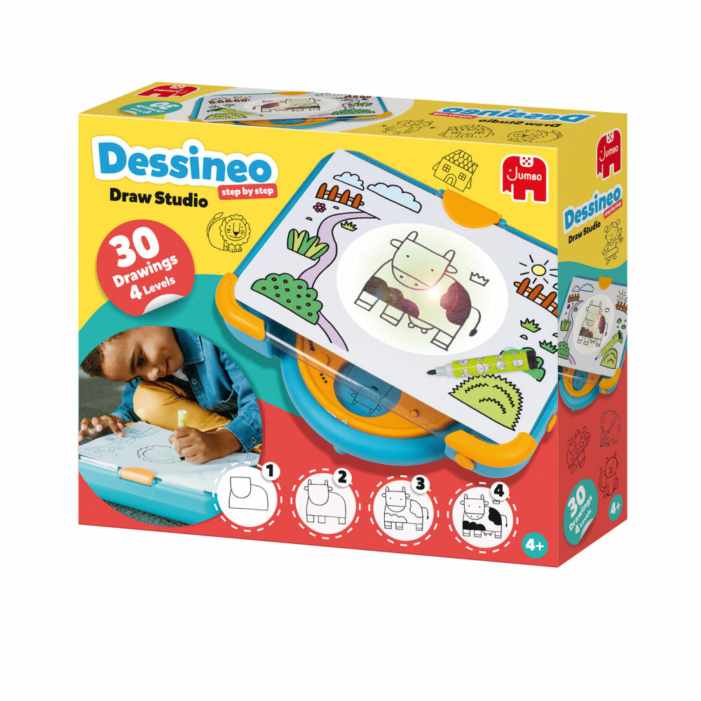 Jumbo Spiele Dessineo - Zeichenstudio, Kreativset, Zeichenvorlagen, Zeichnen, ab 4 Jahren, 1110100344