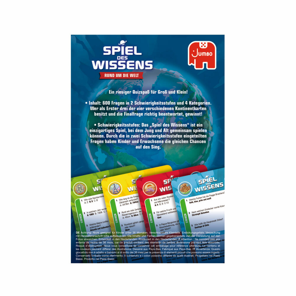 Jumbo Spiele Spiel des Wissens - Rund um die Welt Kartenspiel, Wissensspiel, Gesellschaftsspiel, Quizspiel, ab 8 Jahren, 1110100247