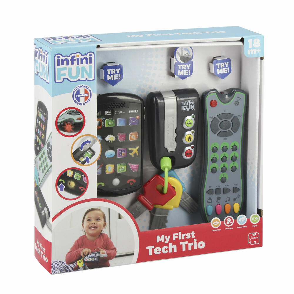 Jumbo Spiele InfiniFun Mein Erstes Technik Trio, 3-tlg., Telefon, Fernbedienung, Schlüssel, Spielzeug, ab 18 Monate, I0889GI1