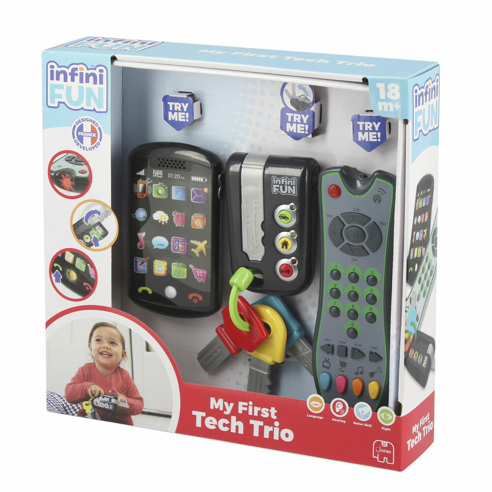 Jumbo Spiele InfiniFun Mein Erstes Technik Trio, 3-tlg., Telefon, Fernbedienung, Schlüssel, Spielzeug, ab 18 Monate, I0889GI1