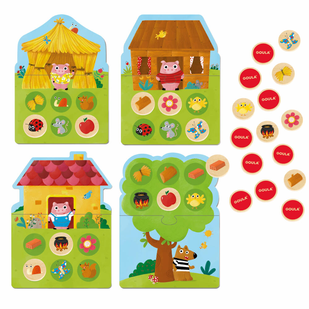 Jumbo Spiele GOULA 3 kleine Schweinchen Memo & Lotto, Memospiel, Kinderspiel, ab 2 Jahren, 59455