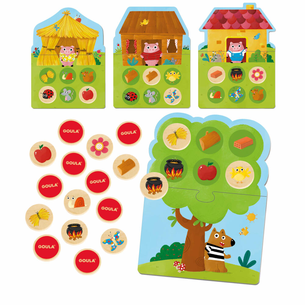 Jumbo Spiele GOULA 3 kleine Schweinchen Memo & Lotto, Memospiel, Kinderspiel, ab 2 Jahren, 59455