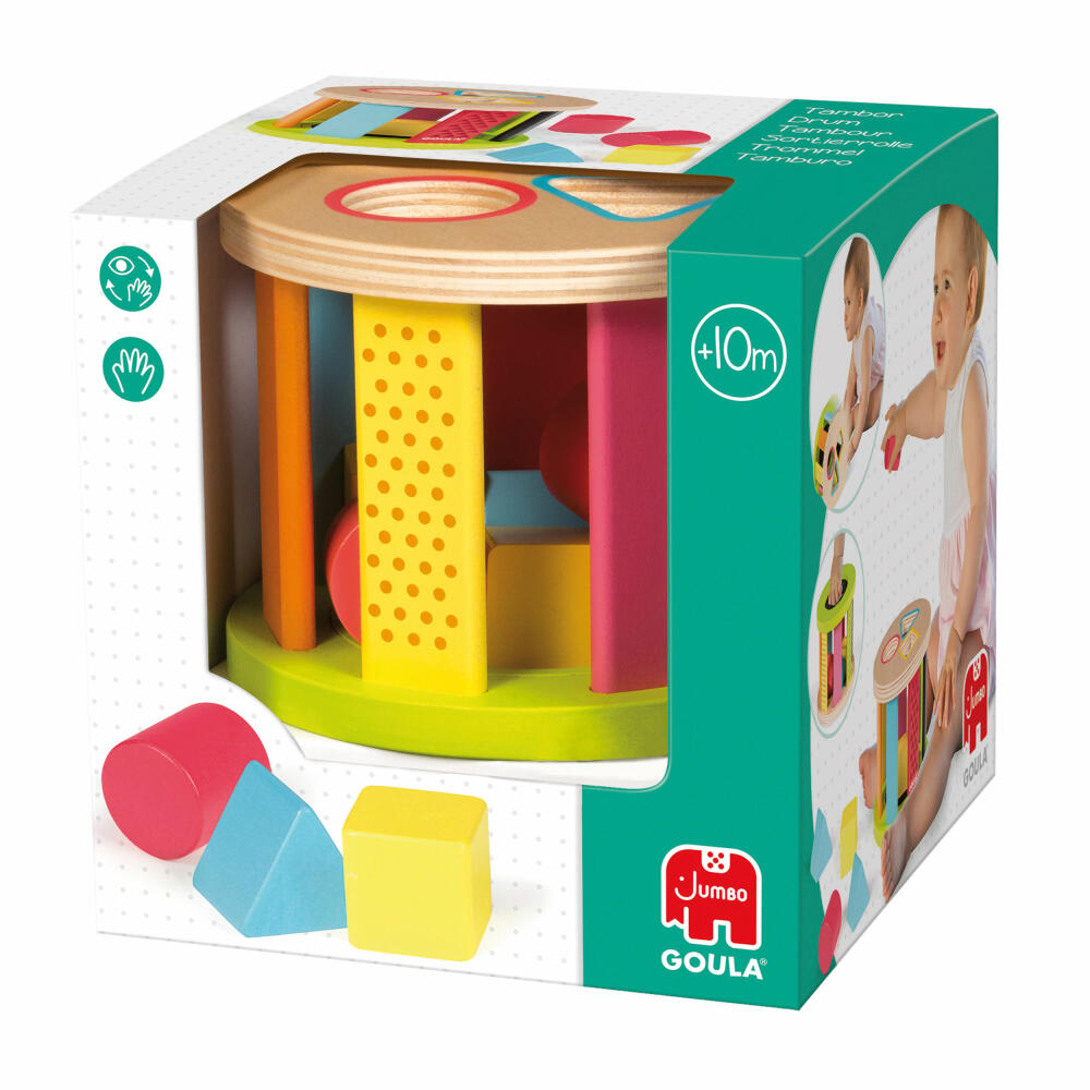 Jumbo Games GOULA Geometric Shapes Plug-in Game Drum, Plug-in Toy, Children's Toy, Wood, 53455