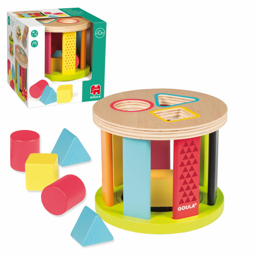 Jumbo Games GOULA Geometric Shapes Plug-in Game Drum, Plug-in Toy, Children's Toy, Wood, 53455