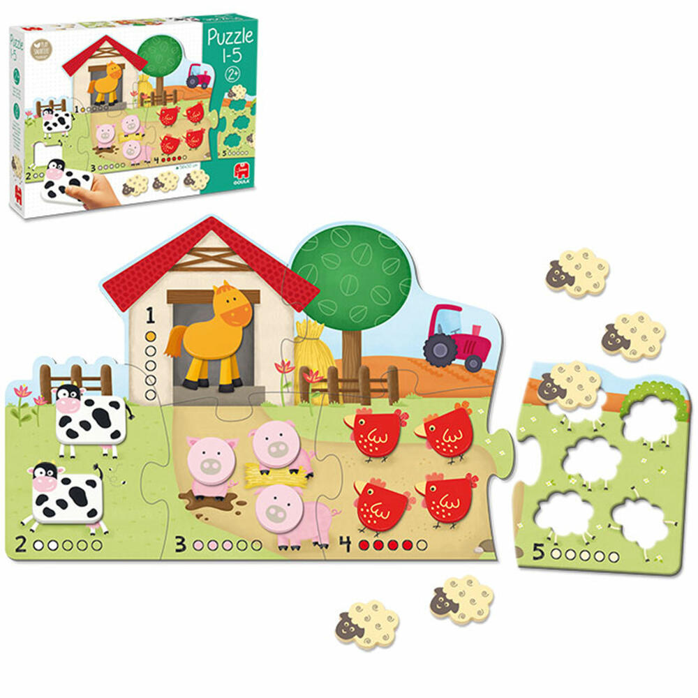 Jumbo Spiele GOULA Puzzle 1-5, Kinderpuzzle, Holzpuzzle, Legespiel, Kinder, Zahlen lernen, 53438