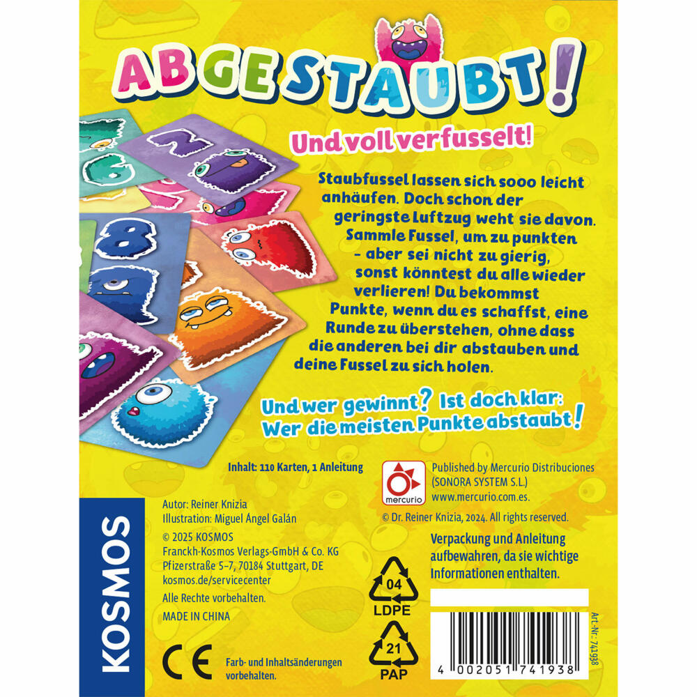 KOSMOS Abgestaubt!, Kartenspiel, Familienspiel, Gesellschaftsspiel, ab 7 Jahren, 741938