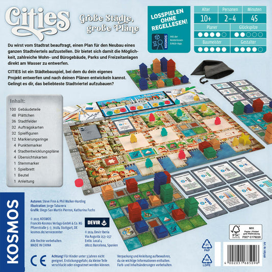 KOSMOS Cities, Strategiespiel, Gesellschaftsspiel, Bettspiel, ab 10 Jahren, 685096