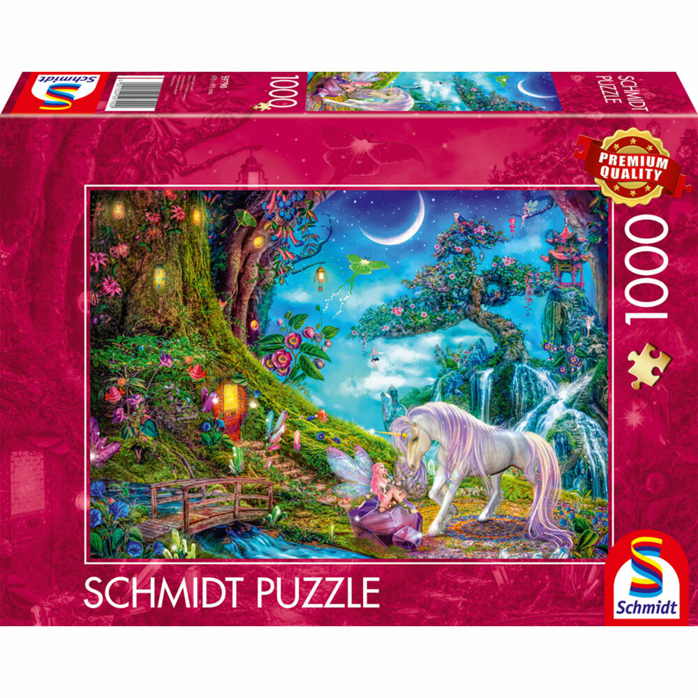 Schmidt Spiele Wo sich Einhorn und Elfe gute Nacht sagen, Puzzle, Erwachsenenpuzzle, Standard, 1000 Teile, 59790