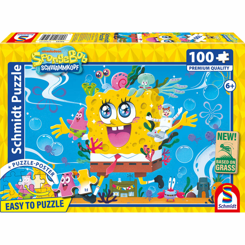 Schmidt Spiele SpongeBob Abenteuer in Bikinibottom, Puzzle, Kinderpuzzle, 100 Teile, ab 6 Jahren, 56545