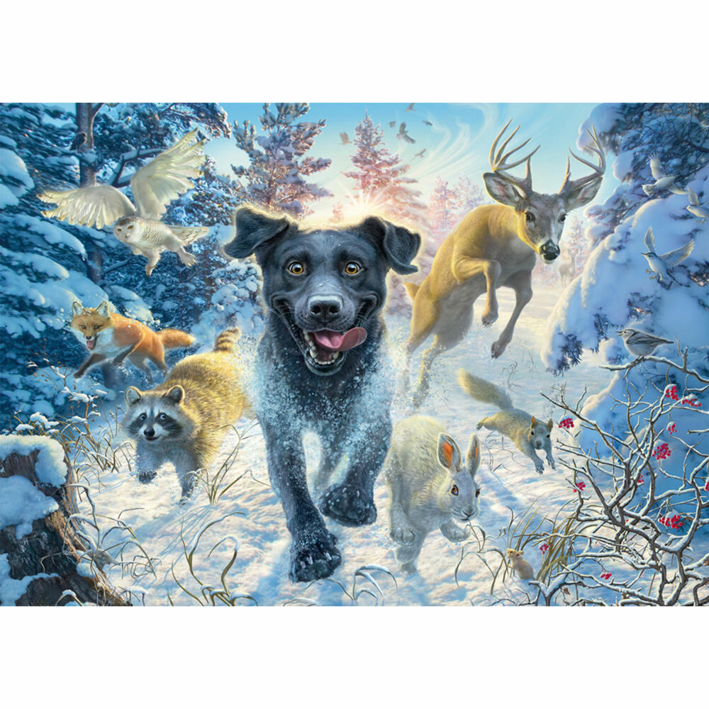 Schmidt Spiele Hundeliebe, schwarzer Labrador im Schnee, Mark Frederickson, Puzzle, Erwachsenenpuzzle, 1000 Teile, 58558
