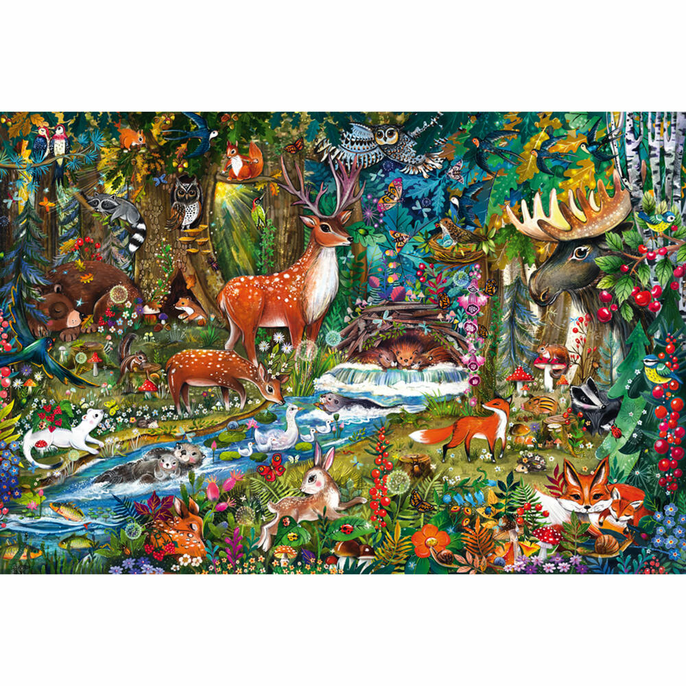 Schmidt Spiele Tiere in den Wäldern Europas, Puzzle, Kinderpuzzle, 150 Teile, ab 7 Jahren, 56532