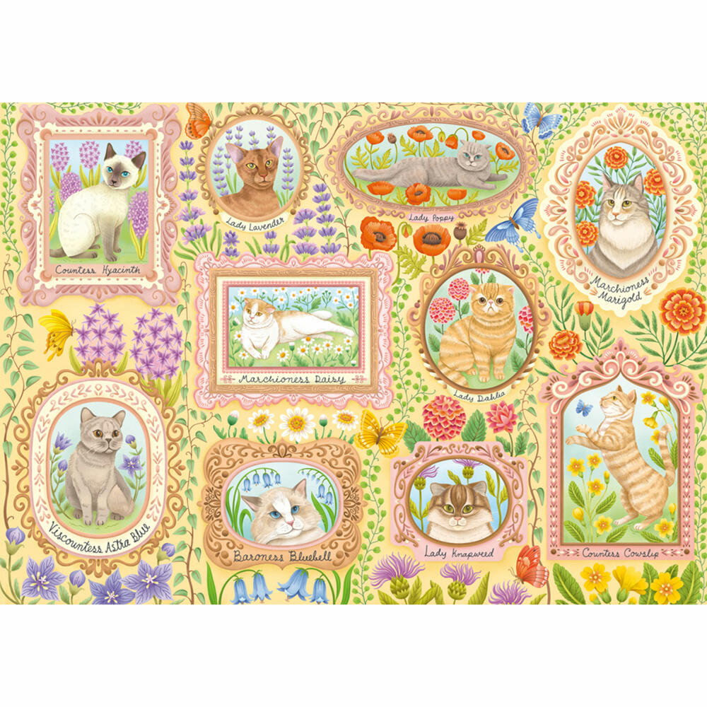 Schmidt Spiele Adelige Katzen in Blütenpracht, Puzzle, Erwachsenenpuzzle, Standard, 1000 Teile, 59792