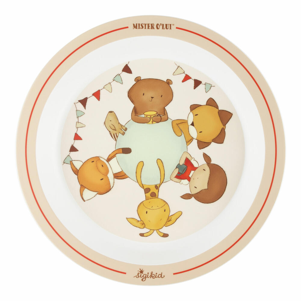 sigikid Mister O Lui Geschirr Set beige, 6-tlg., Kindergeschirr, Kinder, Teller, Schüssel, Gabel, Löffel, Becher, 52919