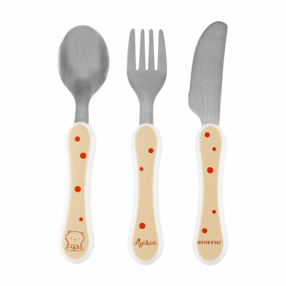 sigikid Mister O Lui Geschirr Set beige, 6-tlg., Kindergeschirr, Kinder, Teller, Schüssel, Gabel, Löffel, Becher, 52919
