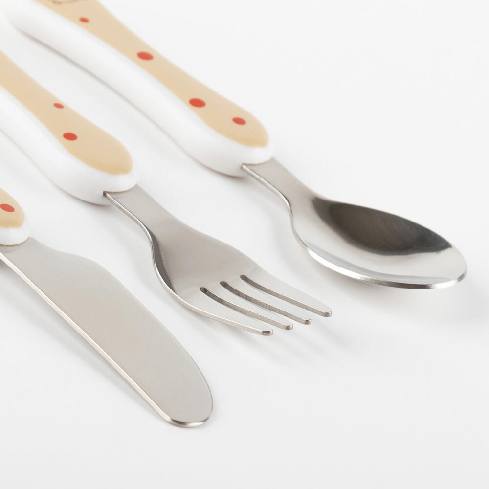 sigikid Mister O Lui Besteck Set, 3-tlg., Messer, Gabel, Löffel, Kinder, Beige, 52924
