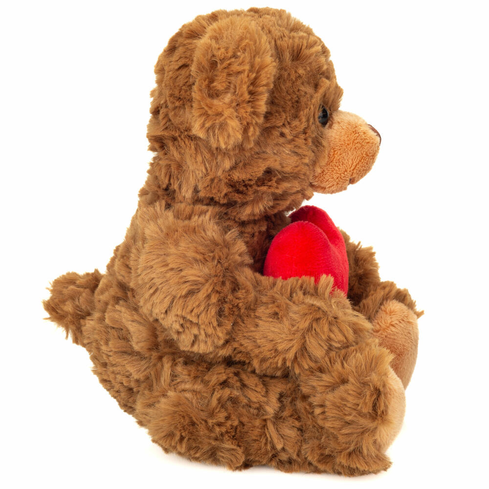 Teddy Hermann Teddy mit Herz, Kuscheltier, Stofftier, Plüschtier, braun, 20 cm, 913306