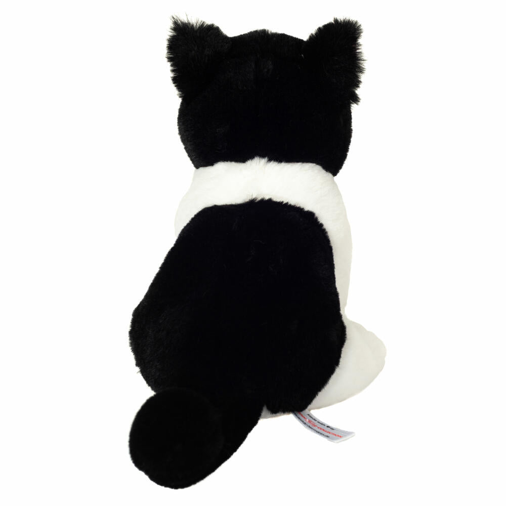 Teddy Hermann Katze sitzend, Kuscheltier, Stofftier, Plüschtier, schwarz-weiß, 20 cm, 918431