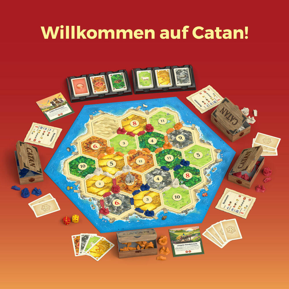 KOSMOS CATAN Das Spiel, Strategiespiel, Gesellschaftsspiel, Neuauflage, ab 10 Jahren, 684655