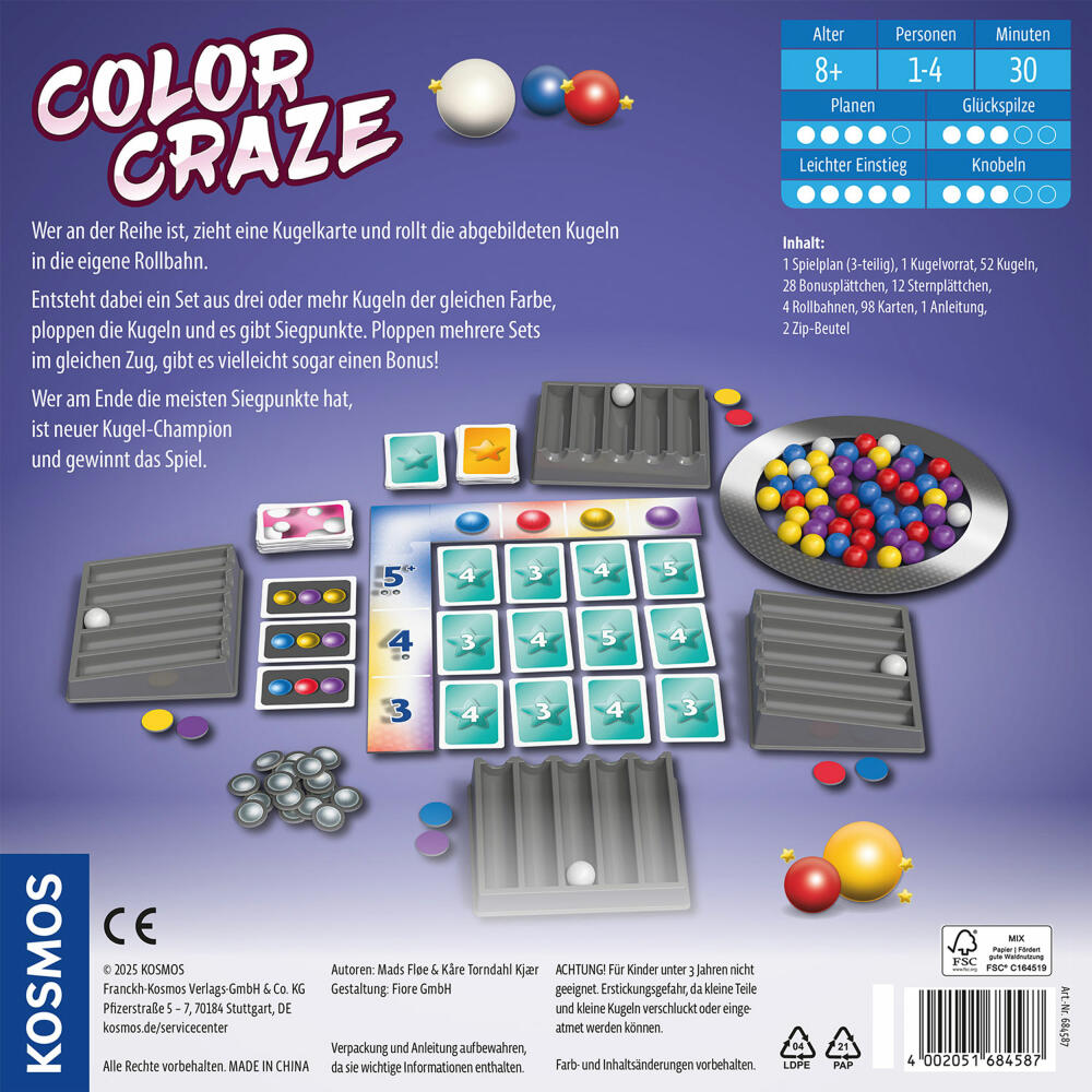 KOSMOS Color Craze, Brettspiel, Taktikspiel, Familienspiel, ab 8 Jahren, 684587
