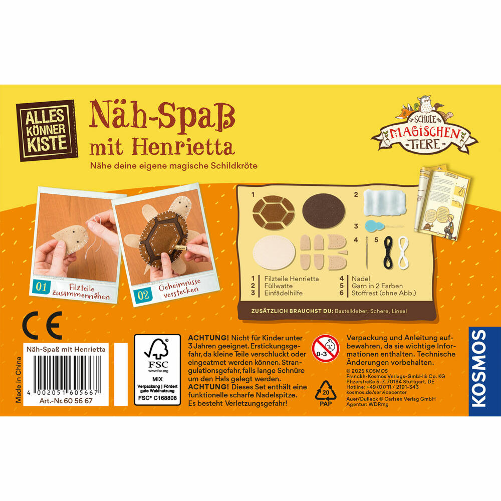 KOSMOS AllesKönnerKiste Die Schule der magischen Tiere Nähspaß mit Henrietta, Nähen, Nähset, ab 8 Jahren , 605667