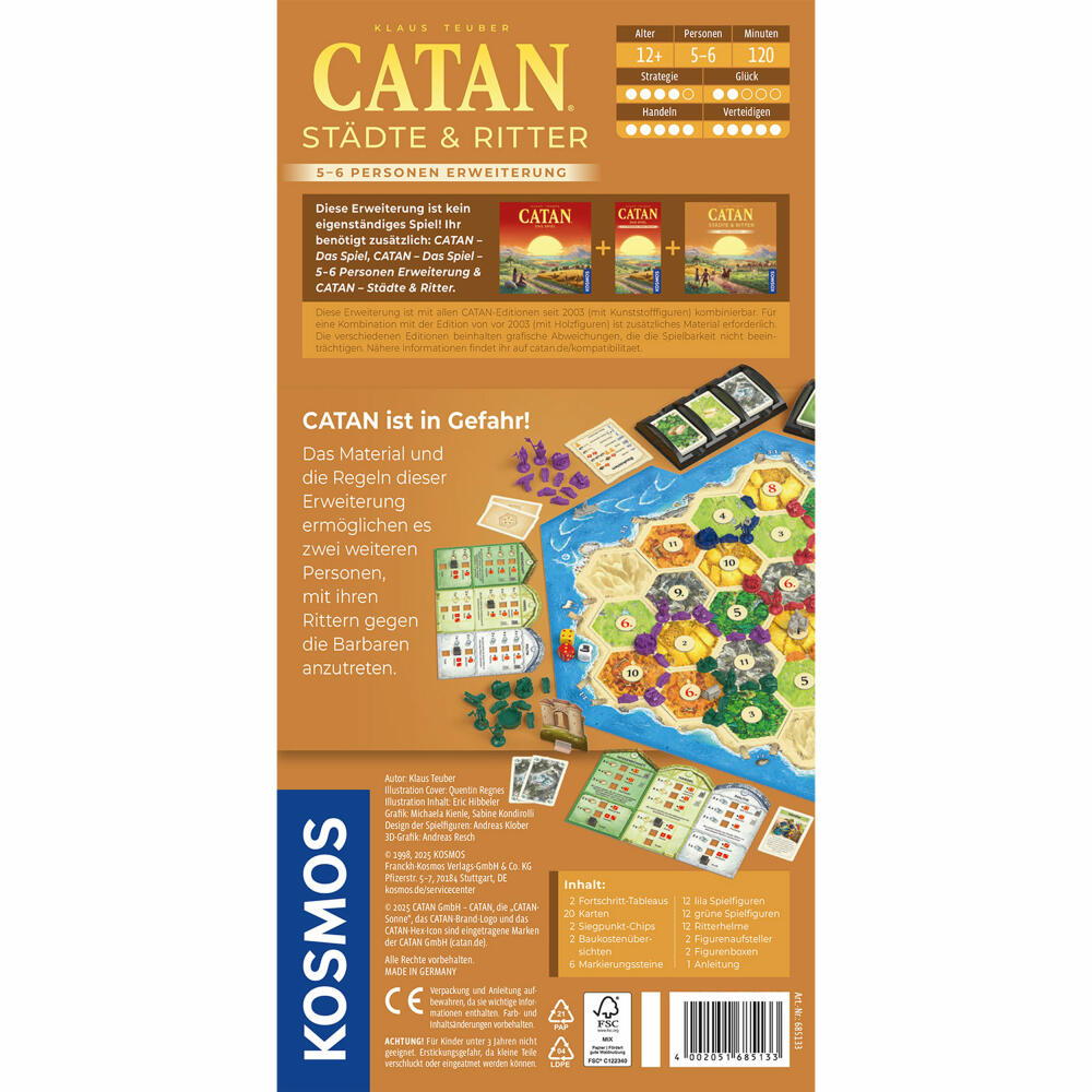 KOSMOS CATAN Städte & Ritter Erweiterung, 5 - 6 Spieler, Strategiespiel, Gesellschaftsspiel, 685133