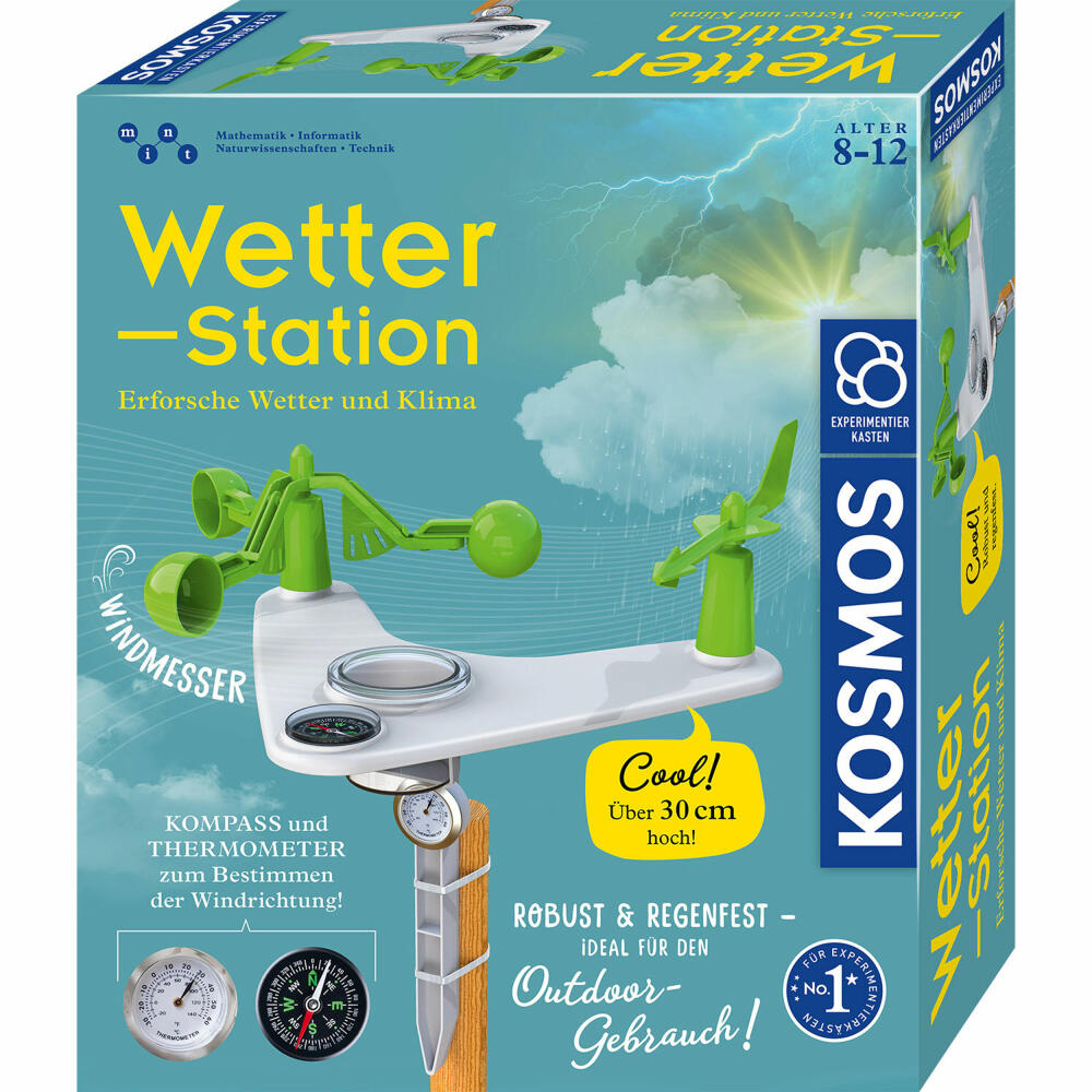 KOSMOS Wetterstation, Experimentierkasten, Wetterbeobachtung, Experimentierset, ab 8 Jahren, 636142