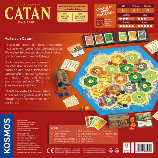 KOSMOS CATAN Das Spiel, Strategiespiel, Gesellschaftsspiel, Neuauflage, ab 10 Jahren, 684655