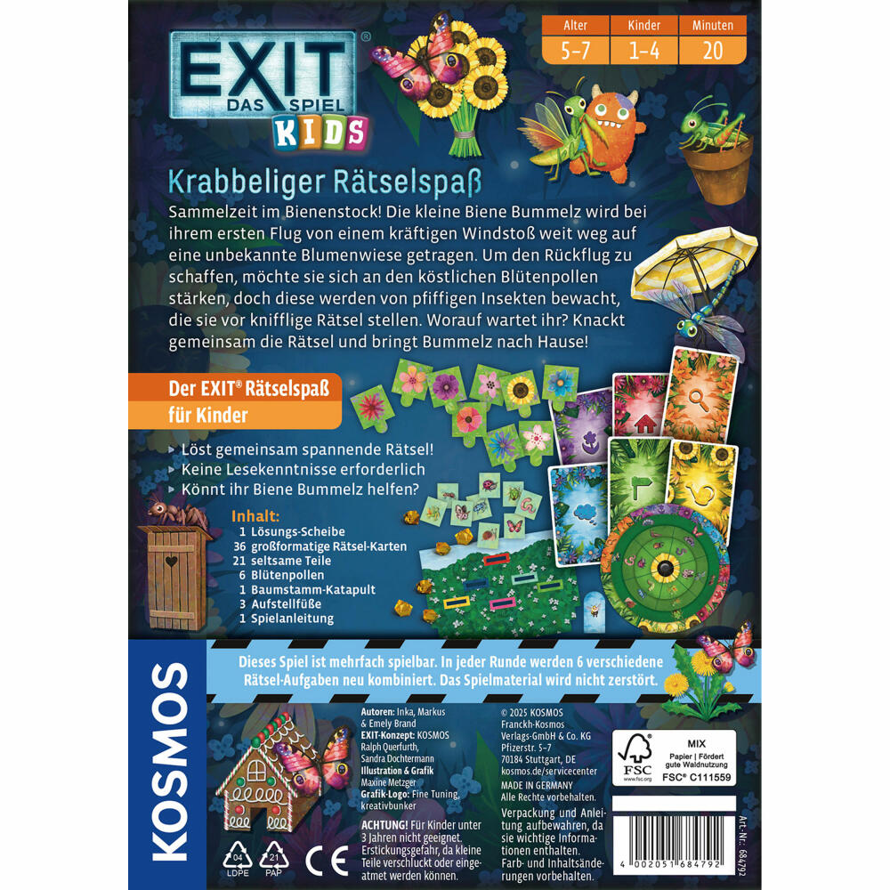 KOSMOS EXIT Kids Krabbeliger Rätselspaß, Familienspiel, Rätselspiel, Kinderspiel, ab 5 Jahren, 684792