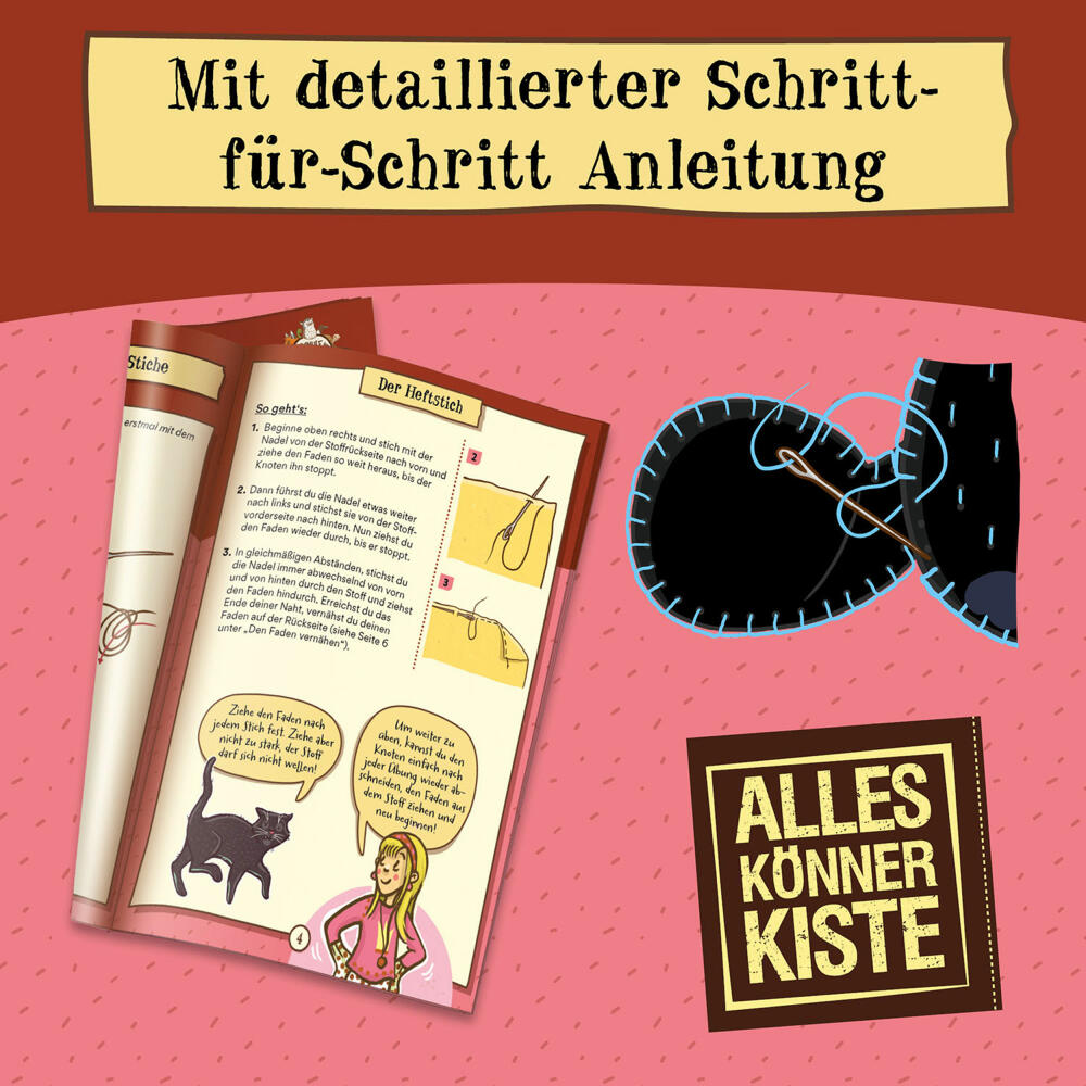 KOSMOS AllesKönnerKiste Die Schule der magischen Tiere Nähspaß mit Karajan, Nähen, Nähset, ab 8 Jahren , 605681