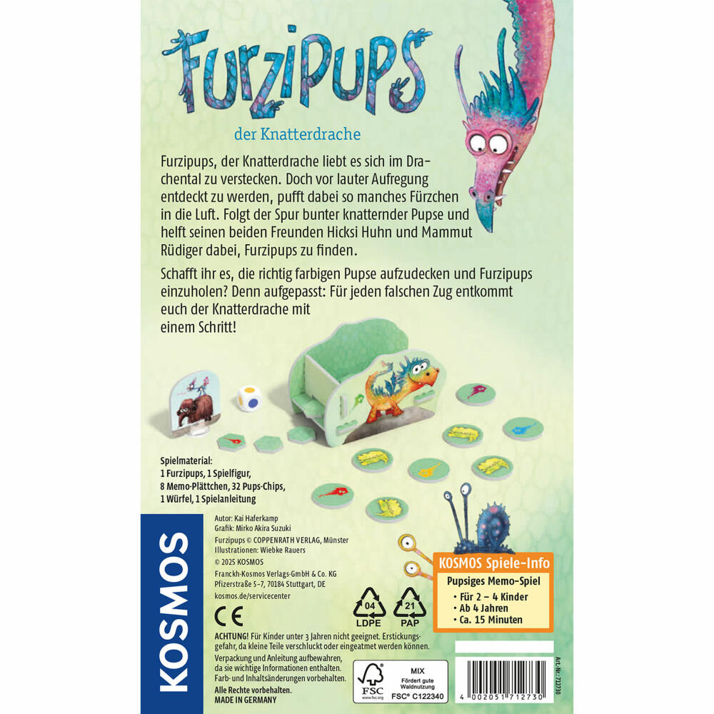 KOSMOS Furzipups der Knatterdrache, Memo-Spiel, Legespiel, Kinderspiel, ab 4 Jahren, 712730
