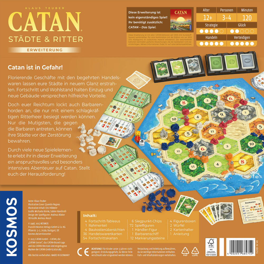 KOSMOS CATAN Städte & Ritter Erweiterung, 3 - 4 Spieler, Strategiespiel, Gesellschaftsspiel, 684754