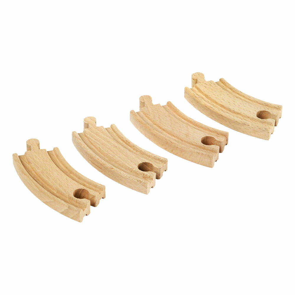 BRIO Kurze Gebogene Gleise, 4-tlg., Zubehör für die Holzeisenbahn, Eisenbahn, Holzspielzeug, Holz Spielzeug, 33337