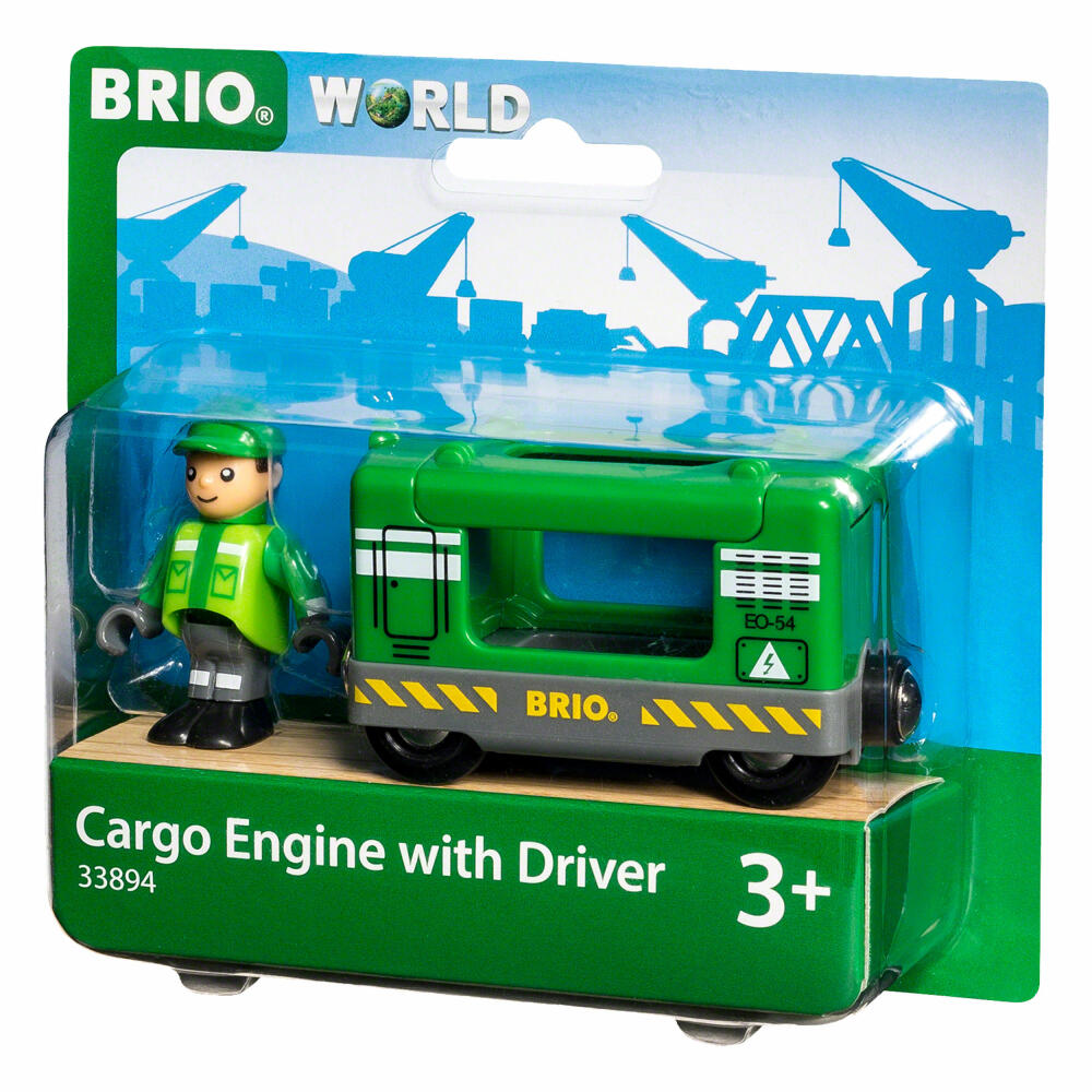 Brio Freight Locomotive with Driver, 2-piece, Railway, Freight Wagon, Goods Wagon, Toy, 33894