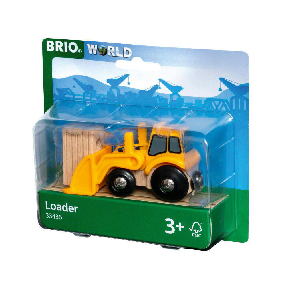 BRIO World Front Loader with Magnetic Load, Wooden Railway, Accessories, Toy, 33436