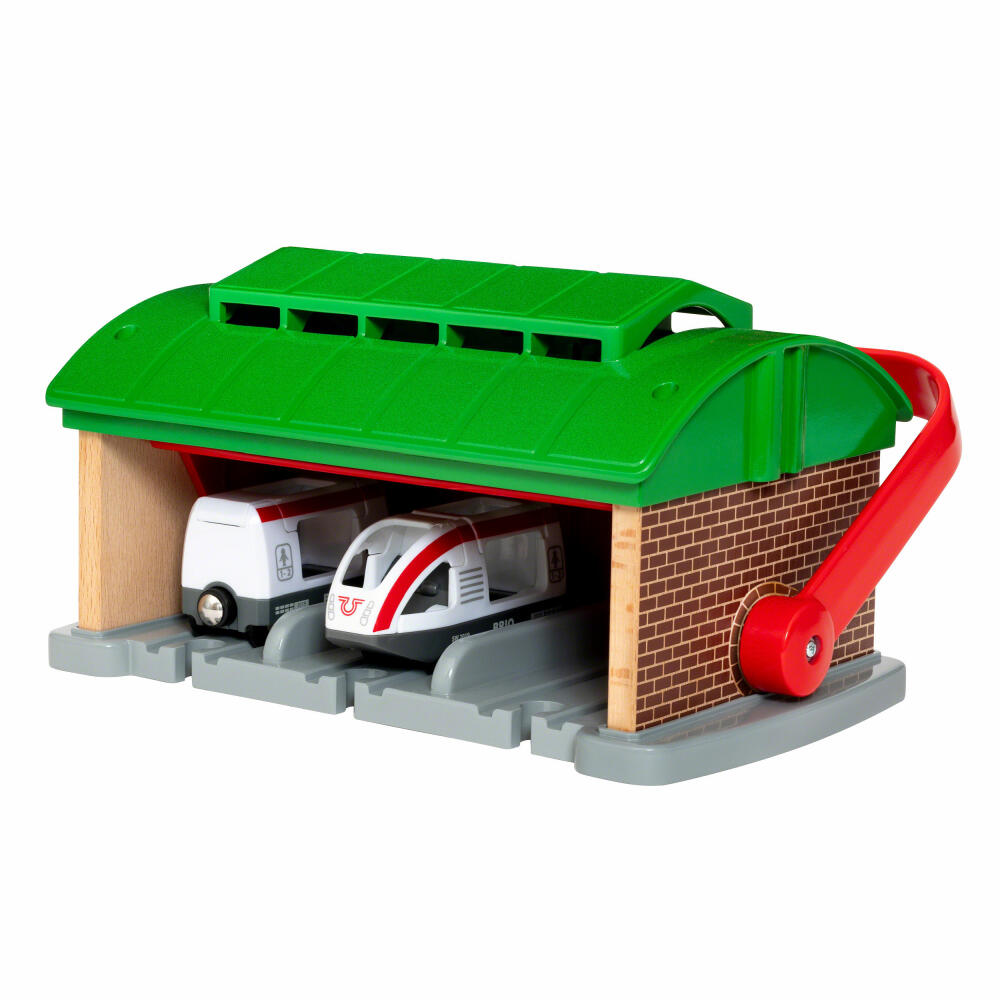 Brio Take Along Engine Shed with Passenger Train, 3-piece, Shed, Railway, Wooden Railway, Accessories, Toy, 33474