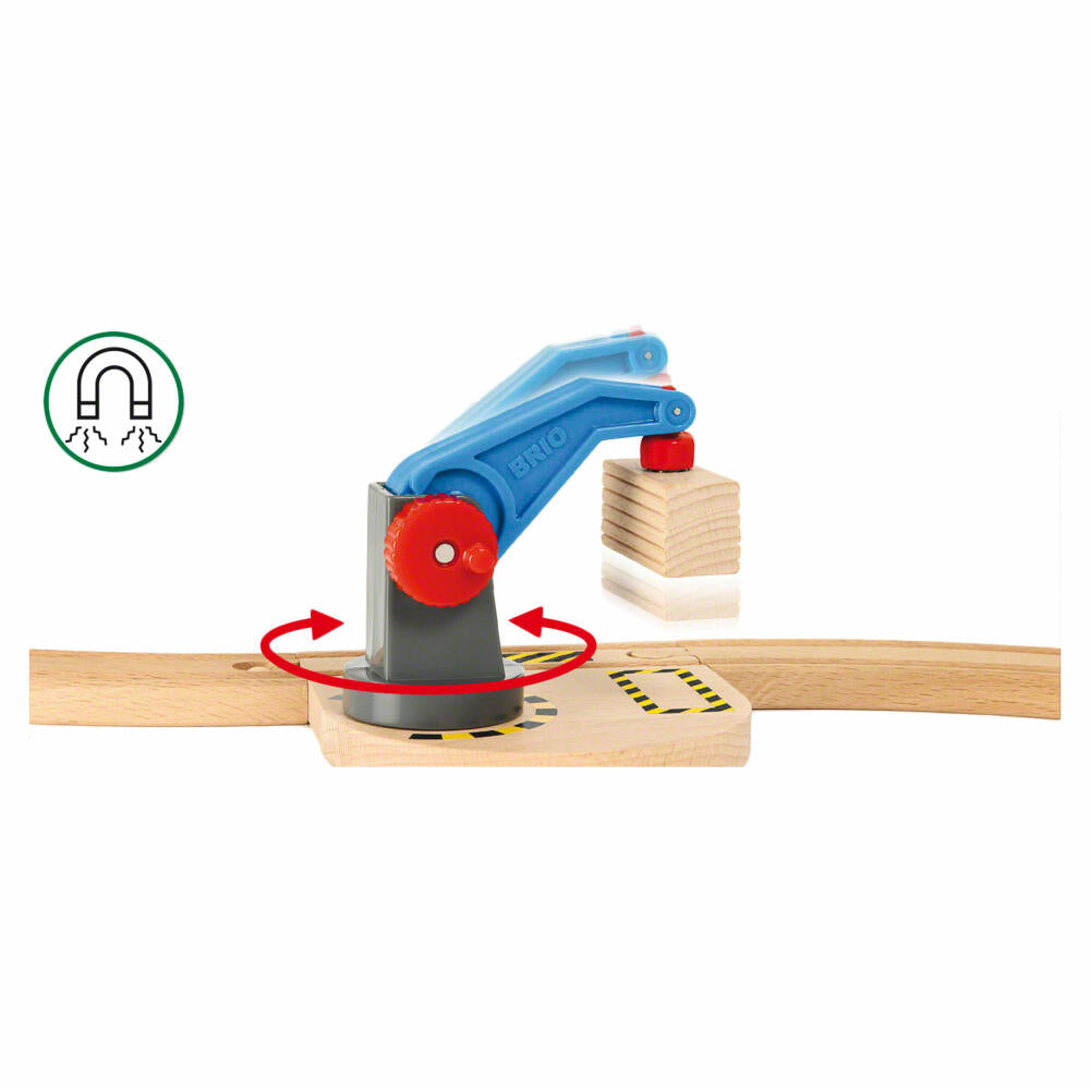 BRIO Starterset Güterzug mit Kran, 19-tlg., Holzeisenbahn, Holz Eisenbahn, Holzspielzeug, Spielzeug, 33878