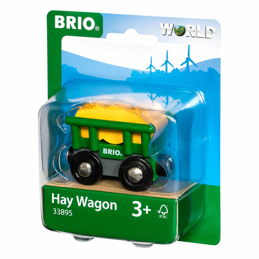 Brio hay wagon with tipping function, 2-piece, hay wagon, hay bales, wooden toy, toy, 33895