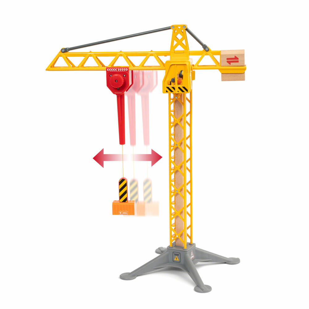Brio Large Construction Crane with Light, Construction Crane, Accessories for Wooden Railway, Wooden Toys, Wooden Toys, 33835