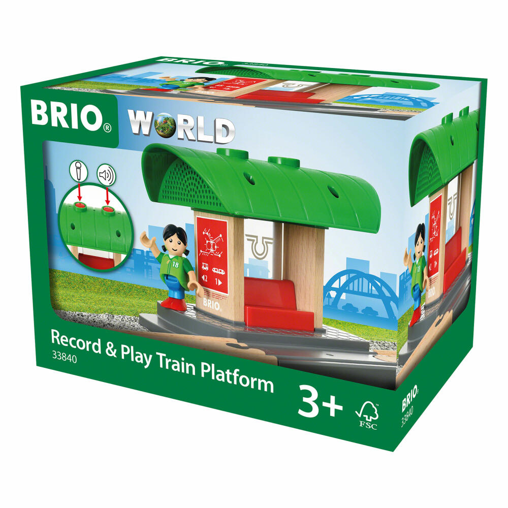 Brio Train Station with Recording Function, 2-piece, Sound Station, Wooden Toy, Toy, 33840