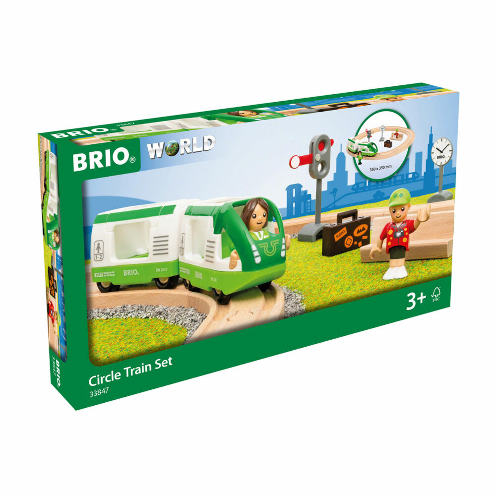 BRIO World Starter Set Passenger Train, 16 pcs., Wooden Railway, Wooden Railway, Railway Set, Tracks, Locomotive, 33847