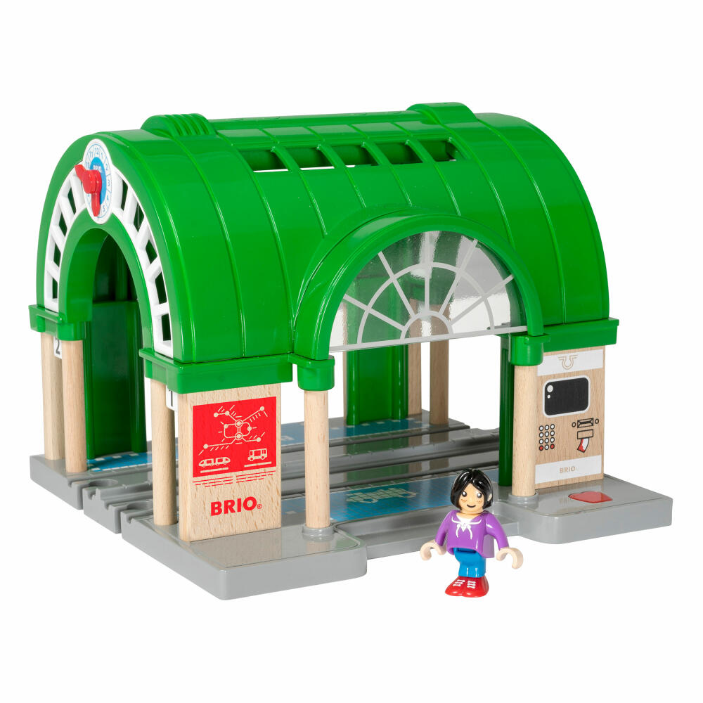 BRIO Großer Hauptbahnhof mit Ticketautomat, Zubehör für die Holzeisenbahn, Spielzeug, Holzspielzeug, Mehrfarbig, Holz / Kunststoff, 17.7 cm, 33649