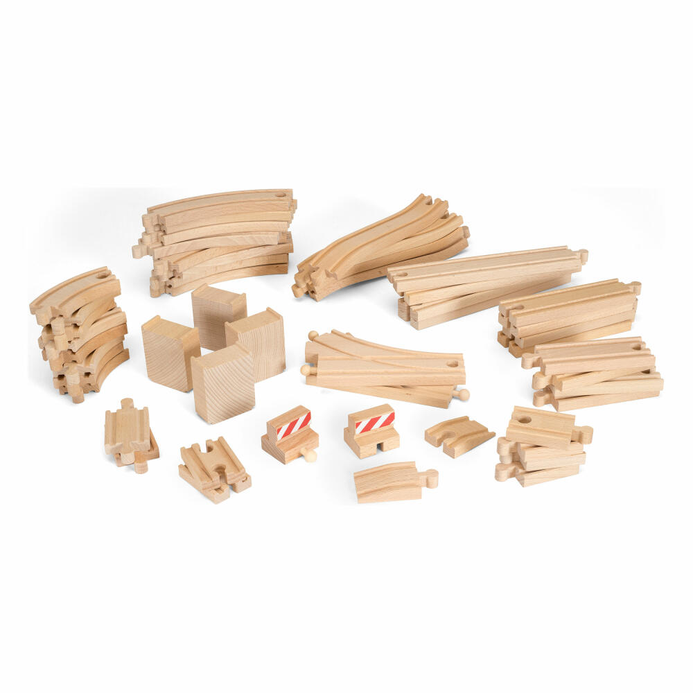 BRIO Großes Schienensortiment 50-teilig, Zubehör für die Holzeisenbahn, Schienen, Holzspielzeug, Holz, 33772