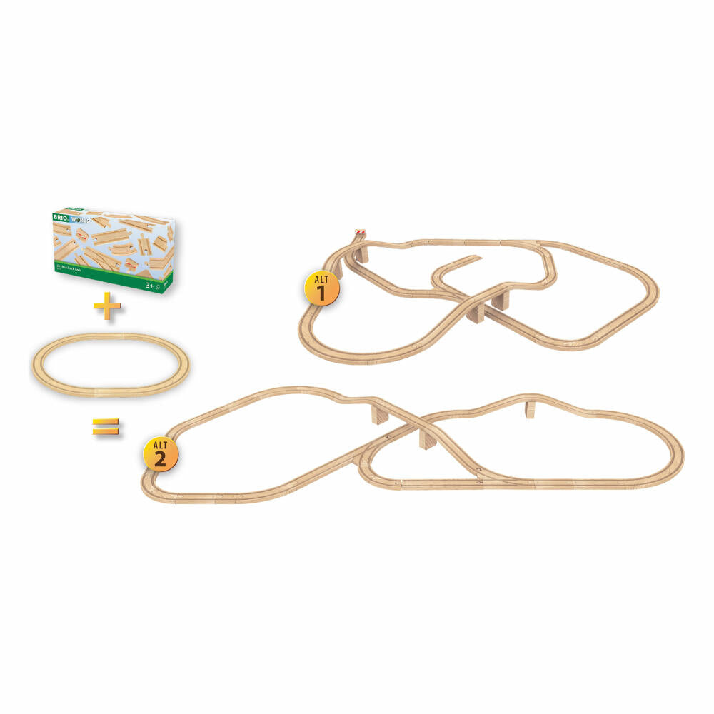 BRIO Großes Schienensortiment 50-teilig, Zubehör für die Holzeisenbahn, Schienen, Holzspielzeug, Holz, 33772