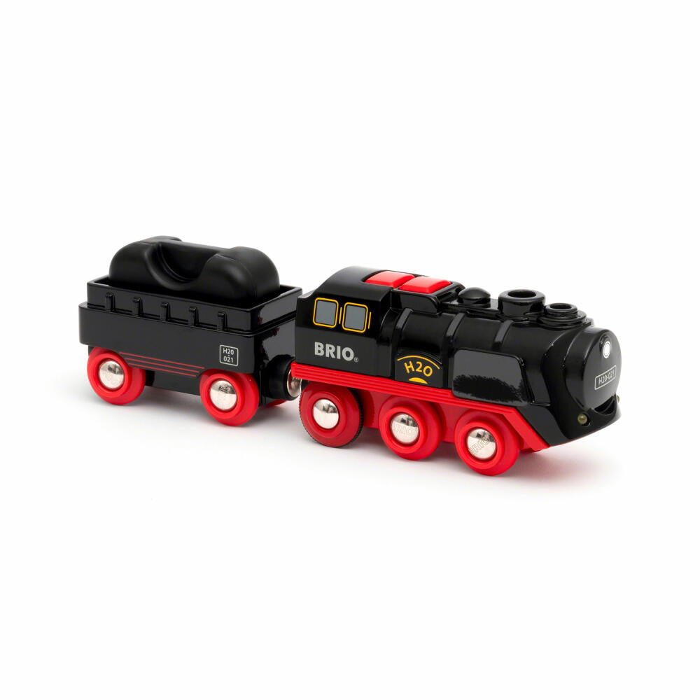BRIO World Battery Steam Locomotive with Water Tank, Locomotive, Train, Locomotive, with Steam Effect, Wagon, 33884