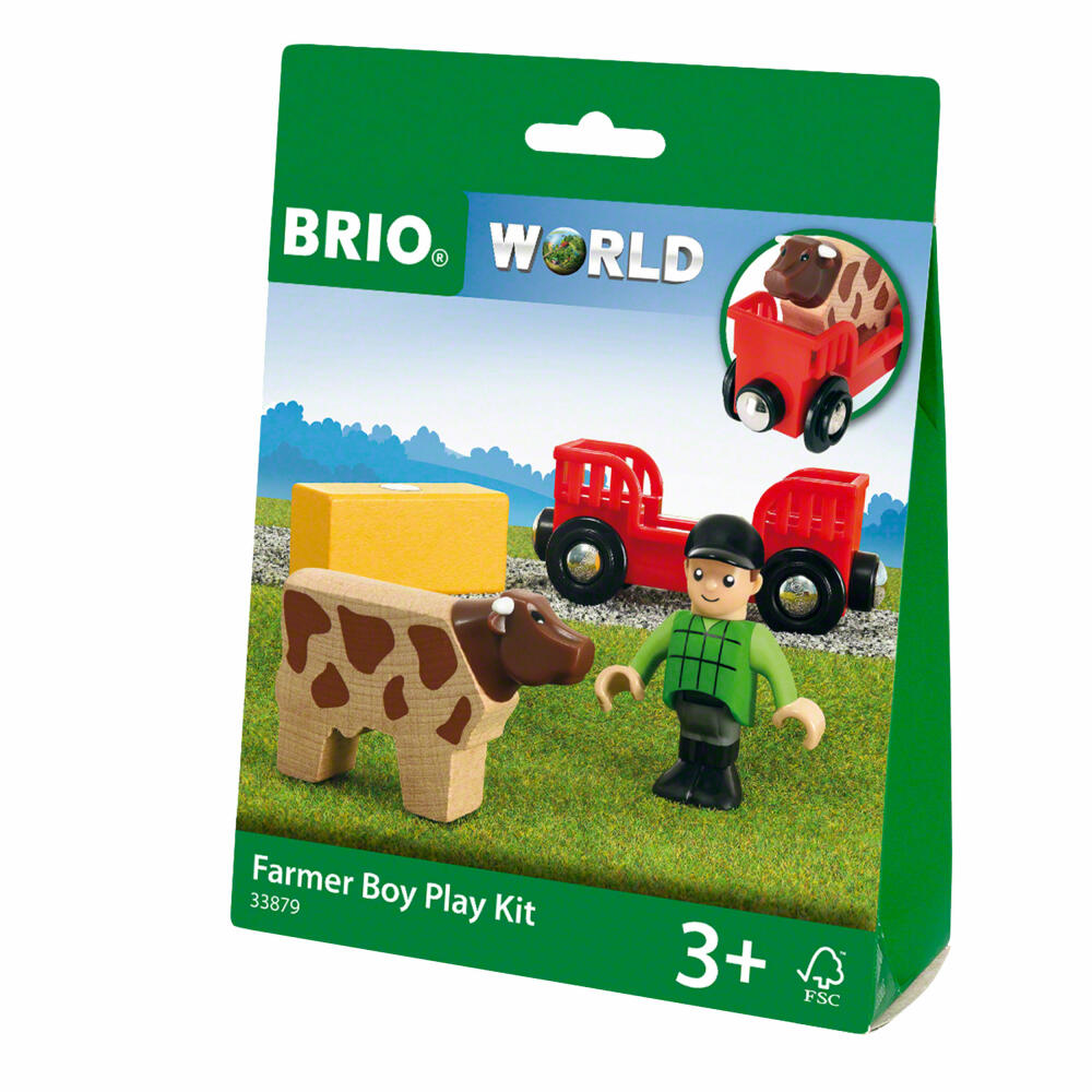 Brio play pack farmer with cow, 4 pieces, farm, farmyard, wooden toy, toy, 33879